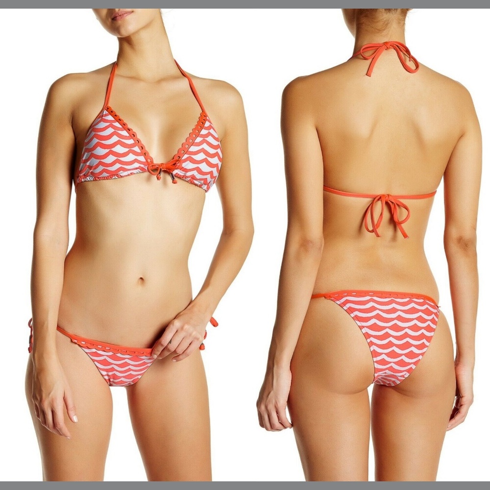 NWT 2PC Seafolly 'Tidal Wave' Bikini Top‎ + Brazilian Bottom [ 4 US ]